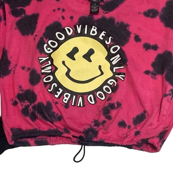 Lot of 2 Rue 21 Tops Junior Girls Sz Medium Pink Navy Good Vibes & Solid Black - Picture 2 of 10